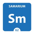 Samarium Chemical 62 element of periodic table. Molecule And Communication Background. Samarium Chemical Sm, laboratory and Royalty Free Stock Photo