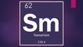 Samarium chemical element symbol on wide magenta background