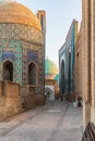 The Ustad Ali Nasafi Mausoleum at the Shah-i-Zinda in Samarkand Royalty Free Stock Photo