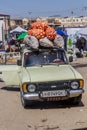 SAMARKAND, UZBEKISTAN: APRIL 27, 2018: Onion loaded car at the Siyob Siab Bazaar in Samarkand, Uzbekist Royalty Free Stock Photo