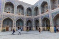 SAMARKAND, UZBEKISTAN: APRIL 28, 2018: Souvenir stalls at the courtyard of Sher Dor Madrasa in Samarkand, Uzbekist