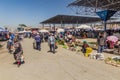 SAMARKAND, UZBEKISTAN: APRIL 28, 2018: View of the Siyob Siab Bazaar in Samarkand, Uzbekist Royalty Free Stock Photo
