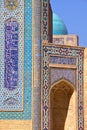 SAMARKAND, UZBEKISTAN: Architectural detail of a Madrasa at the Registan Royalty Free Stock Photo