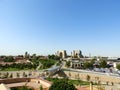 Samarkand, Uzbekistan - AUGUST 15, 2018: View of the Beautiful old city - ancient Bibi-Khanym Mosque and green park against the