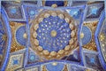 SAMARKAND, UZBEKISTAN - MAY 04, 2014: Ceiling of Aksaray mausoleum Royalty Free Stock Photo