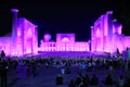 Samarkand, Uzbekistan at night: Beautiful Historic Registan Square at dusk. Ulugh Beg, Tilya-Kori and Sher-Dor madrasah Royalty Free Stock Photo