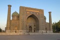 Sherdor Madrasa in the evening sun. Registan Square. Samarkand, Uzbekistan Royalty Free Stock Photo