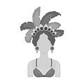 Samba dancer icon in monochrome style isolated on white background. Brazil country symbol stock vector illustration.