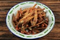 Sambal balado teri kacang, Fried Anchovy and Peanut Stir Fry with Sweet and Spicy Chilli Sauce Royalty Free Stock Photo