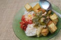 Sambal, sayur asem,tahu kulit dan terong goreng. Makanan khas indonesia Royalty Free Stock Photo