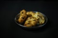 Sambar Vada also known as Medu Vada, a popular South Indian food. Top view