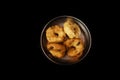 Sambar Vada also known as Medu Vada, a popular South Indian food. Top view