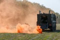 Russian special forces soldiers will regroup on the battlefield using a orange smoke screen
