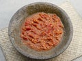 Sambel or Sambal Terasi is traditional food which is popular in Indonesia.