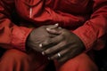 sambo fighters hands gripping each others uniforms during a tense match