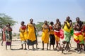 Samburu, Kenya/Africa - 10.05.2014: Maasai people are dancing and celebrating outdoors