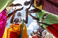 Samburu men in colorful dresses, Samburu, Kenya, Africa