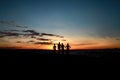 Samburu warriors at lake Turkana at sunset at a festival in Kenya Royalty Free Stock Photo