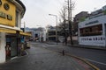 Samcheongdong-gil street with classic Korean architecture cafe restaurants shops during winter morning at Jongno-gu , Seoul South