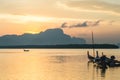 Samchong-Tai fishing village on sunrise in Phang-Nga, Thailand. Royalty Free Stock Photo