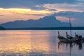 Samchong-Tai fishing village on sunrise in Phang-Nga, Thailand. Royalty Free Stock Photo