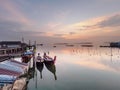 Samchong-tai, Phangnga, Thailand,Fishing village and sunrise. Royalty Free Stock Photo