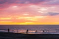 Same Beach People Sunset, Esmeraldas, Ecuador Royalty Free Stock Photo