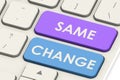 Same and change word on white keyboard Royalty Free Stock Photo