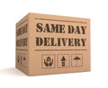 Same day delivery cardboard box concept 3d illustration