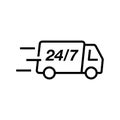 Same day delivery. 24 hours delivery truck icon. Vector illustration Royalty Free Stock Photo