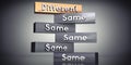 Same and different - words on metal blocks Royalty Free Stock Photo