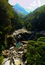 The deep canyon with mountains background Royalty Free Stock Photo