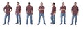 same man in various poses with plaid shirt on white background Royalty Free Stock Photo