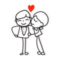 Same sex couple lgbt love hand drawing cartoon character gay pride concept Royalty Free Stock Photo