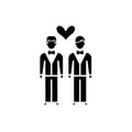 Same-sex marriage black icon, vector sign on isolated background. Same-sex marriage concept symbol, illustration