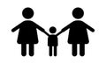 Same sex parents icon with kid vector illustration isolated