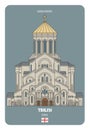 Sameba Cathedral in Tbilisi, Georgia. Architectural symbols of European cities