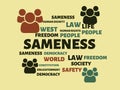 SAMENESS - image with words associated with the topic COMMUNITY OF VALUES, word, image, illustration