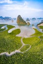 Samet Nangshe viewpoint, view of Koh Phra Wat Noi, in Phang Nga bay, Thailand Royalty Free Stock Photo