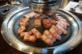 Samgyeopsal, grilled pork belly and Moksal, grilled pork neck favored in South Korea. Royalty Free Stock Photo