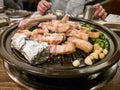 Samgyeopsal, grilled pork belly popular in South Korea. Royalty Free Stock Photo