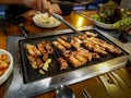 Samgyeopsal, grilled pork belly popular in South Korea. Royalty Free Stock Photo