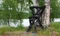 Sami chair in Fatmomake kyrkstad on the Wilderness Road in Vasterbotten, Sweden