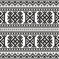 Sami folk art vector seamless pattern, retro design styled as traditional cross-stitch ornament from Lapland in black and white