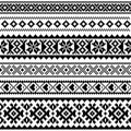 Sami seamless pattern, Lapland folk art, traditional knitting and embroidery monochrome design