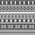 Sami people retro folk art vector seamless pattern, native Lapland cross-stitch geometric design in black and white