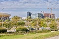 Sammy Offer Stadium Surrounded by Greenery and High-Tech Industrial Buildings