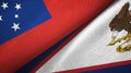 Samoa and American Samoa two flags textile cloth, fabric texture