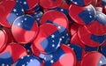 Samoa Badges Background - Pile of Samoan Flag Buttons.