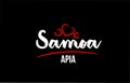 Samoa country on black background with red love heart and its capital Apia